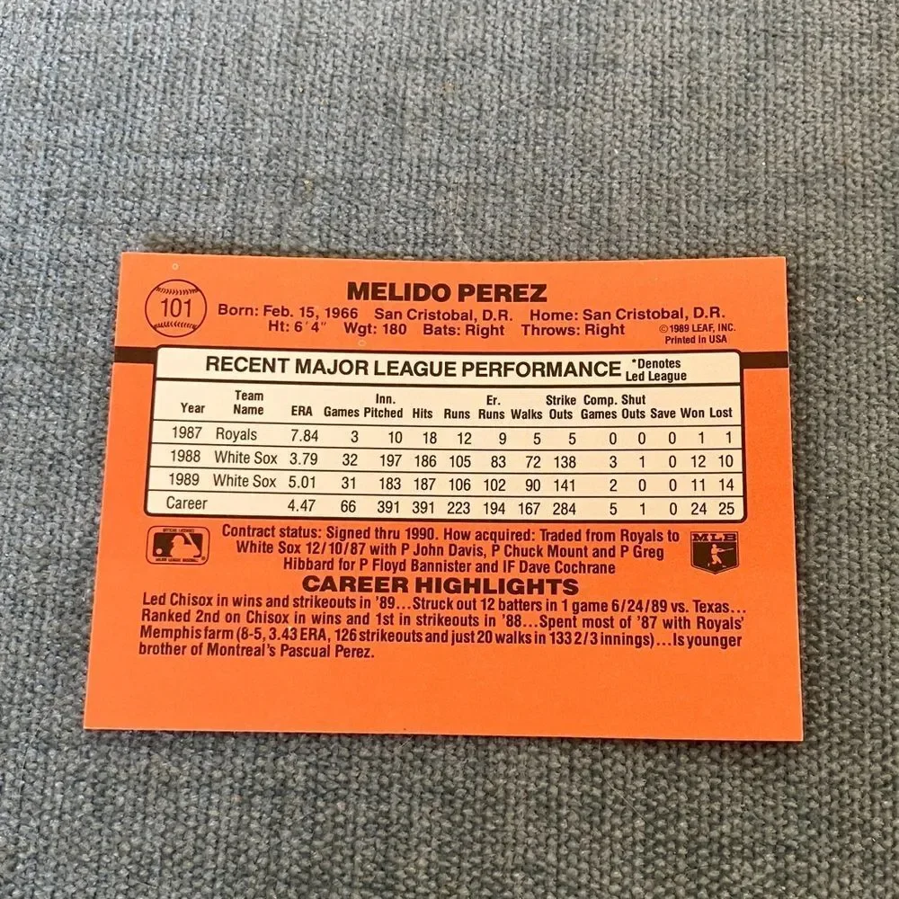1990 Donruss Chicago White Sox Baseball Card Trading Card